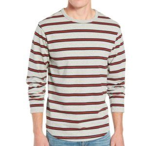 Frame RARE Stripe Classic Long Sleeve Crewneck T-Shirt 100% Cotton Gray Medium